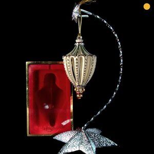 Vtg 2003 Lenox Ornament Brocade Finial Pierced Porcelain 24K Gold Accents NIB